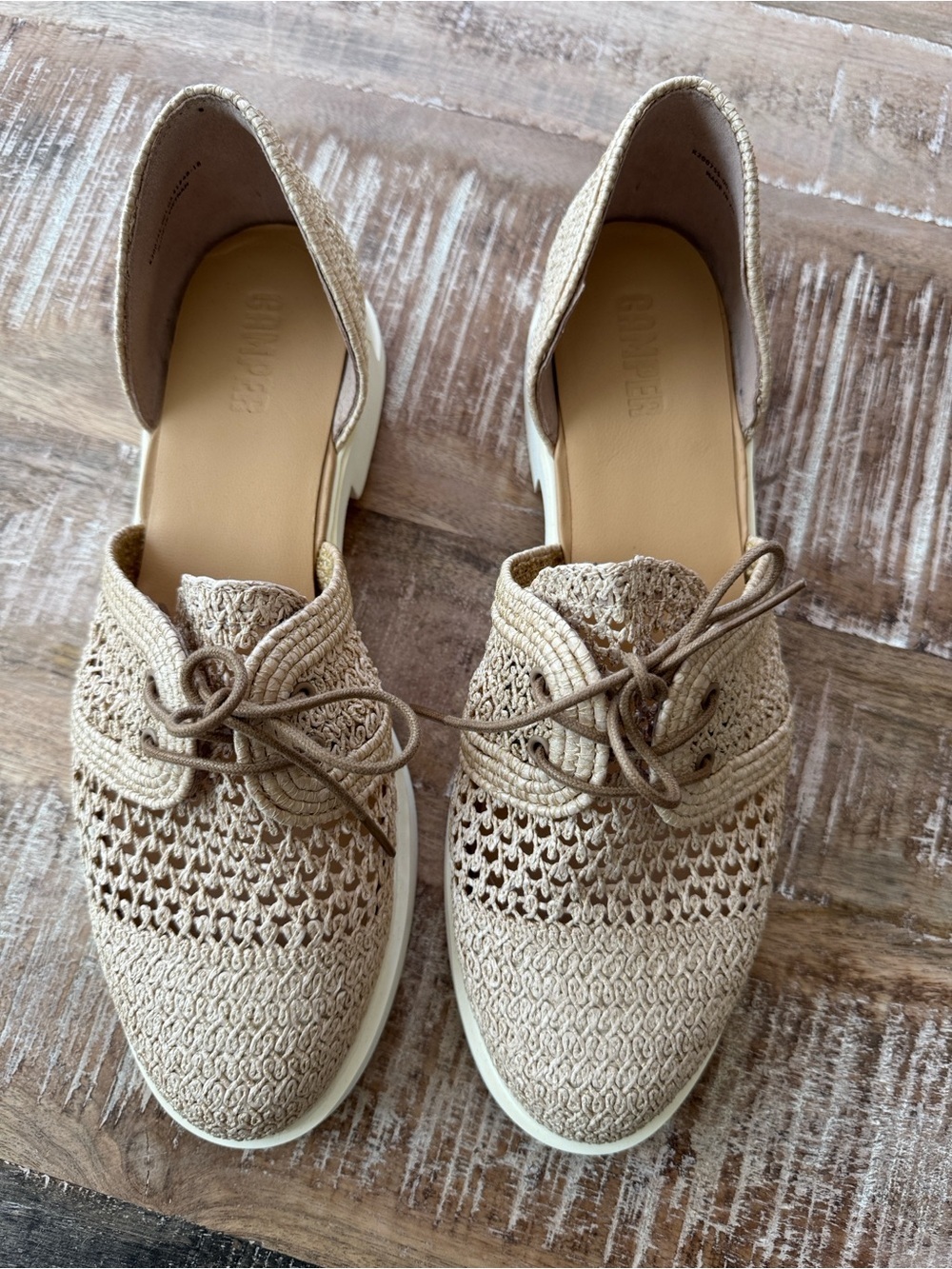 NEW Camper Raffia Iman Tan Shoes Size 41 - Picture 2 of 12